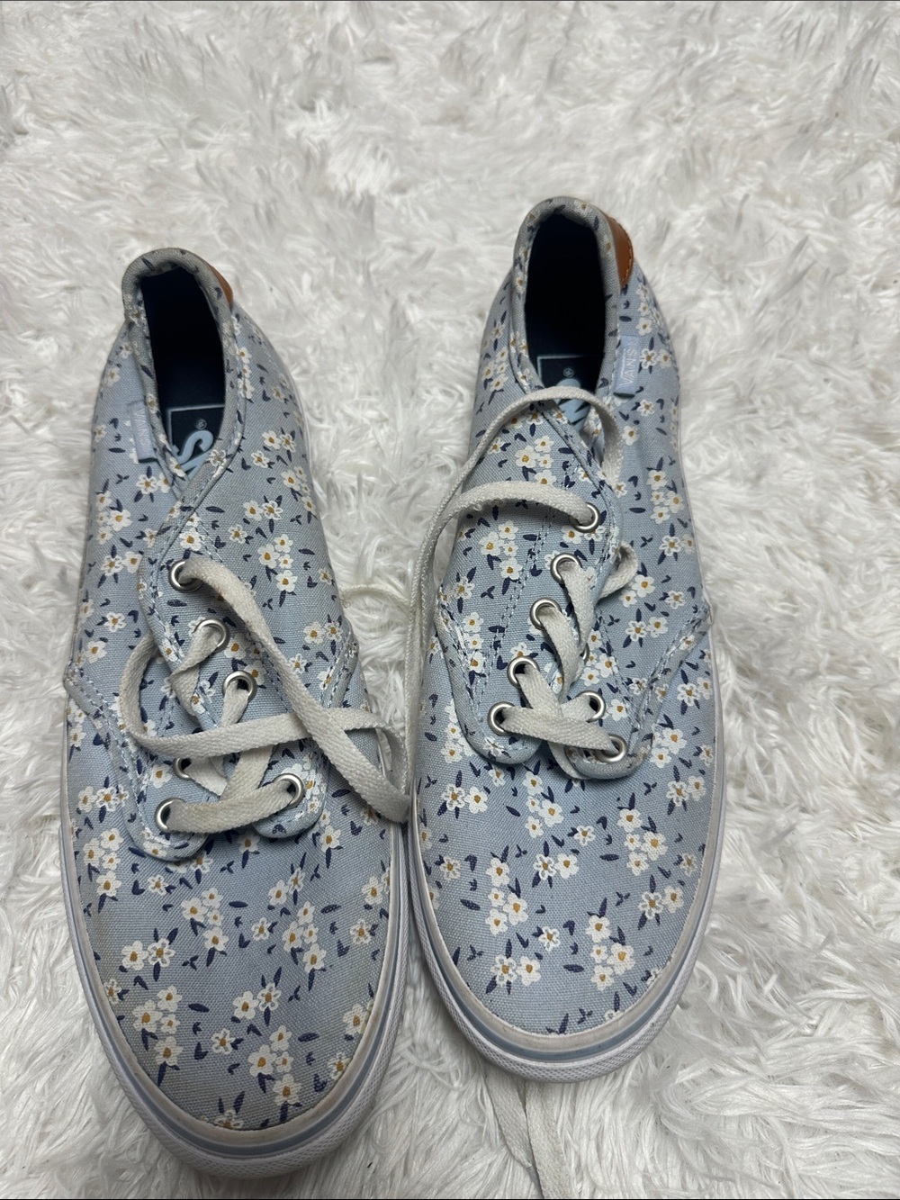 Vans Light Blue Floral Canvas Lace-Up Sneakers